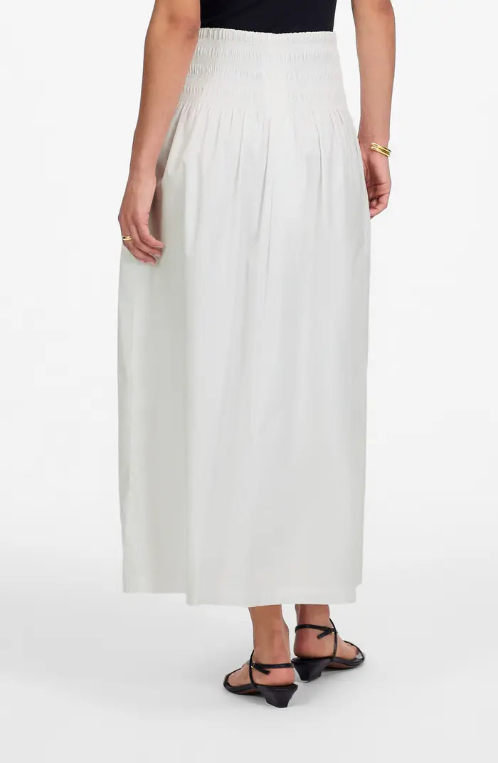 Smocked Waist Cotton Poplin Midi Skirt | Nordstrom