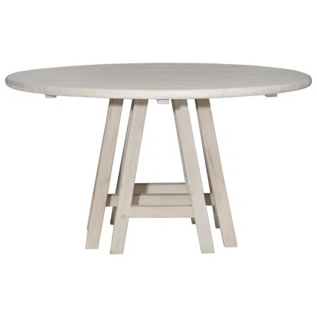 Dovetail Furniture Madison 54-Inch Round Pine Double Trustle Dining Table Finished In Light Grey ... | Wayfair North America
