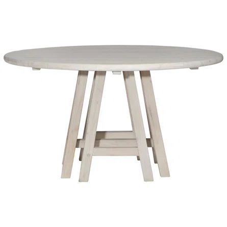 Dovetail Furniture Madison 54-Inch Round Pine Double Trustle Dining Table Finished In Light Grey ... | Wayfair North America