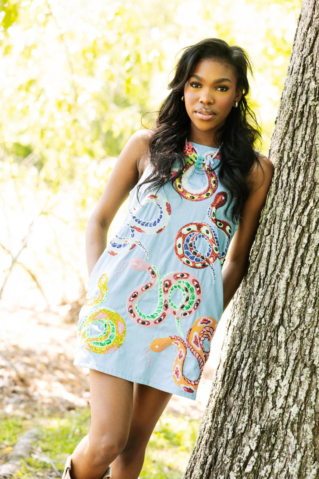 Denim Multi Snake Dress | Queen of Sparkles