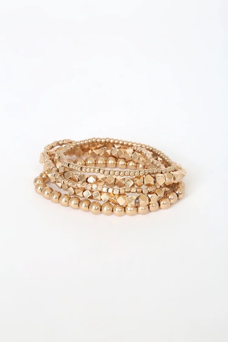 Magnificent Find Gold Beaded Bracelet Set | Lulus (US)