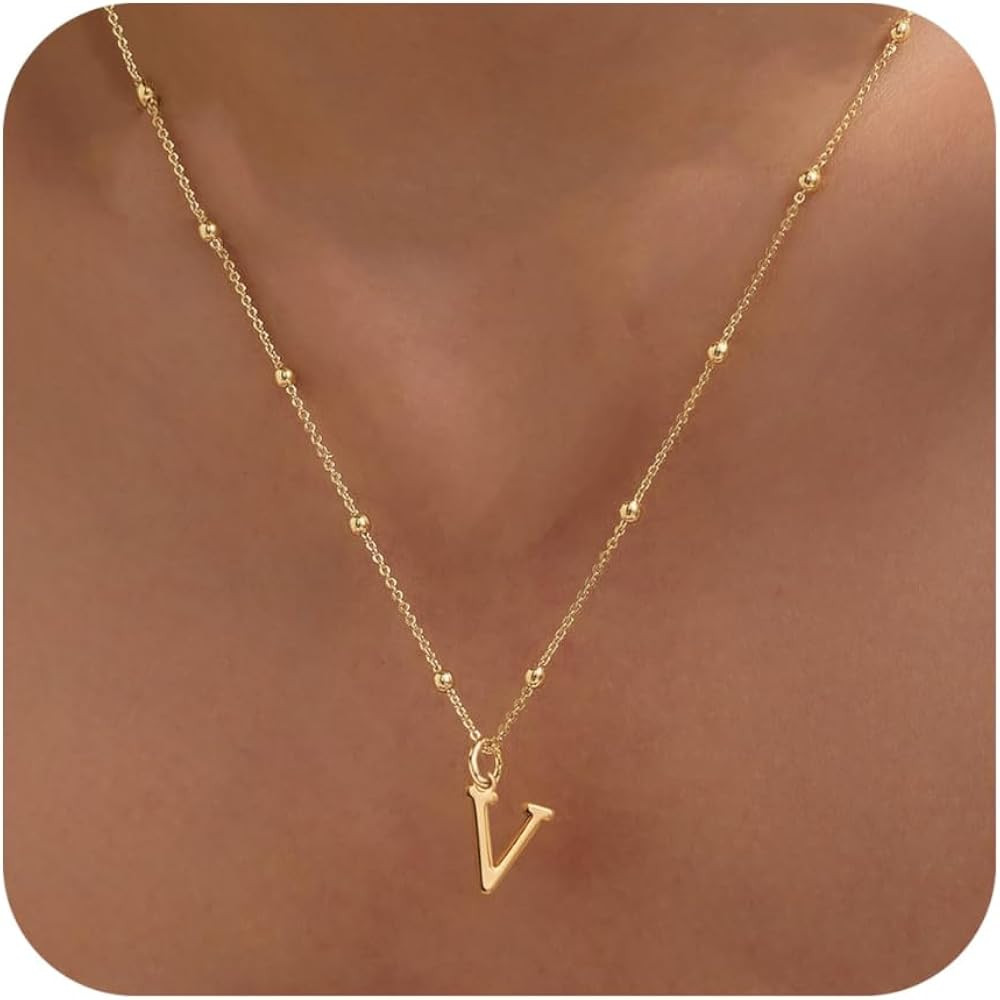 Initial Necklaces for Women Dainty 14k Gold Plated A-Z Letter Pendant Name Necklaces Cute Charm C... | Amazon (US)