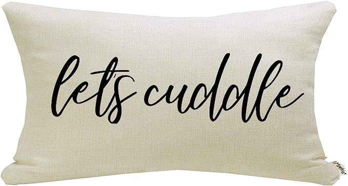 Meekio Farmhouse Pillow Covers with Let’s Cuddle Quote 12 x 20 inch Farmhouse Rustic Décor Lum... | Amazon (US)