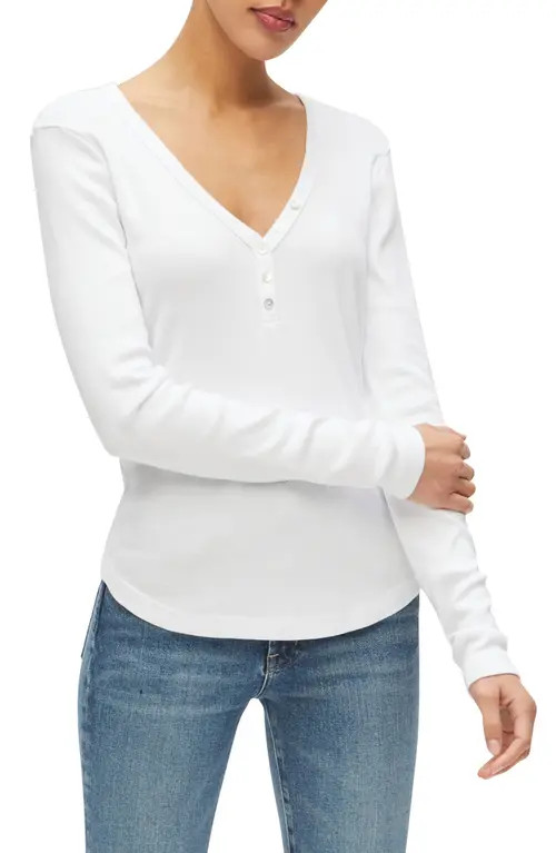 Michael Stars Lucy V-Neck Long Sleeve Henley in White at Nordstrom | Nordstrom
