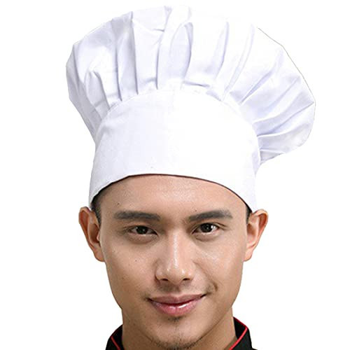 Hyzrz Chef Hat Adult Adjustable Elastic Baker Kitchen Cooking Chef Cap (White) | Amazon (US)