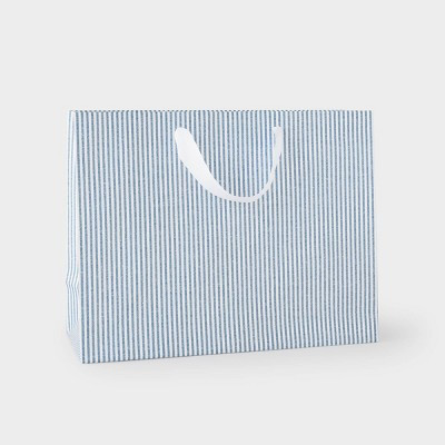 Medium Chambray Striped Gift Bag Blue/White - Sugar Paper™ + Target | Target