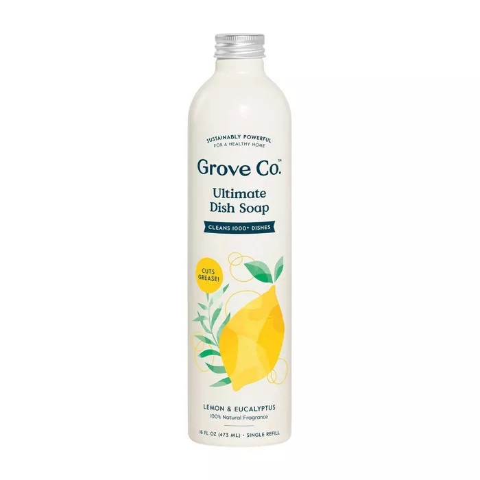Grove Co. Ultimate Dish Soap Refill in Aluminum Bottle - Lemon & Eucalyptus - 16 fl oz | Target
