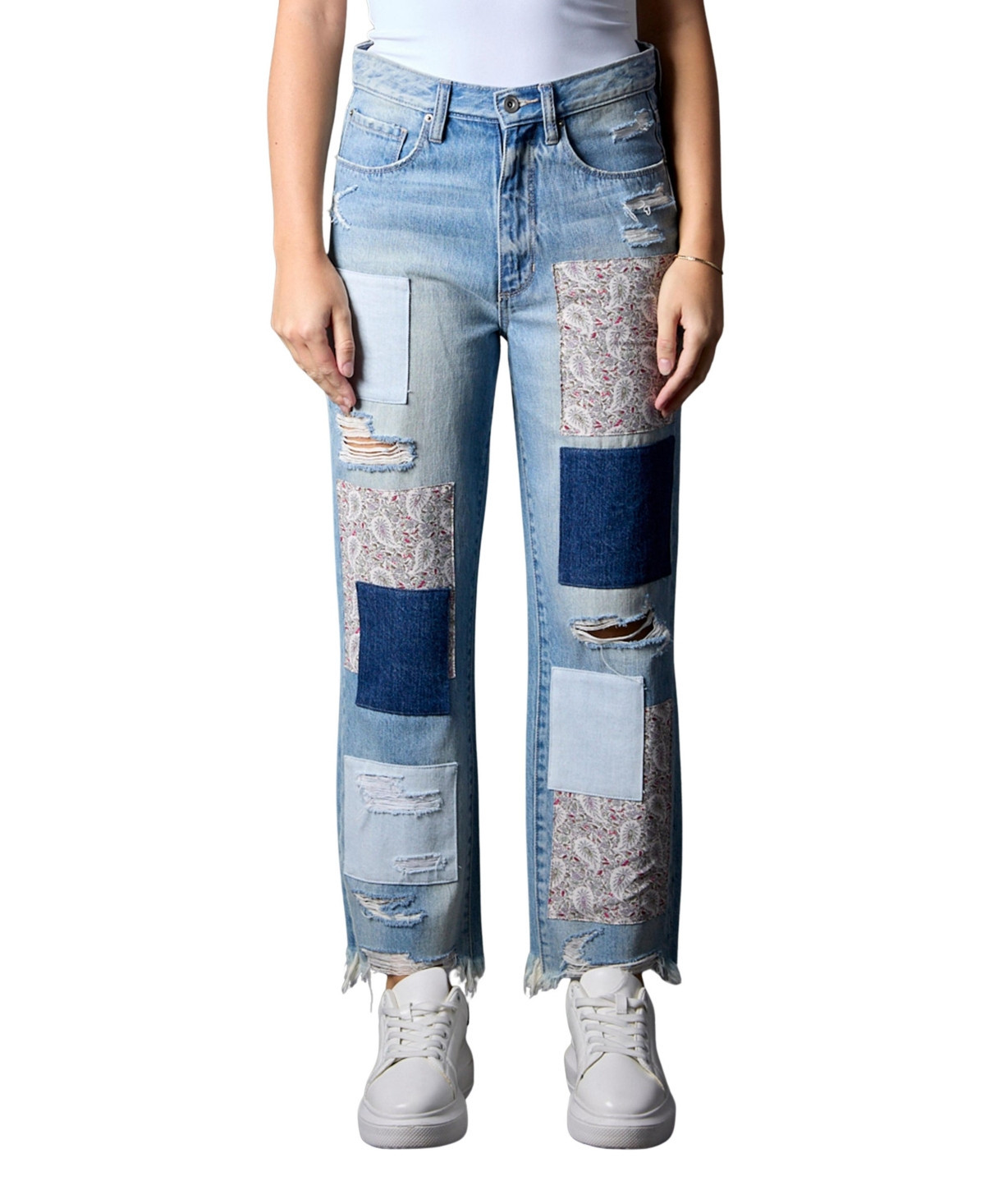 Blue Revival Women's Miami Paisley Patchwork 100% Cotton Straight Leg Jeans - Miami | Macy's