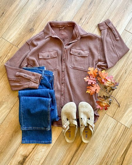 Casual fall outfit. Birkenstock Boston. Dark jeans. 

#LTKSeasonal #LTKsalealert #LTKSale