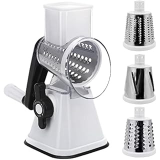 Ourokhome Rotary Cheese Grater Shredder - 3 Drum Blades Manual Speed Round Food Slicer Nut Grinde... | Amazon (US)