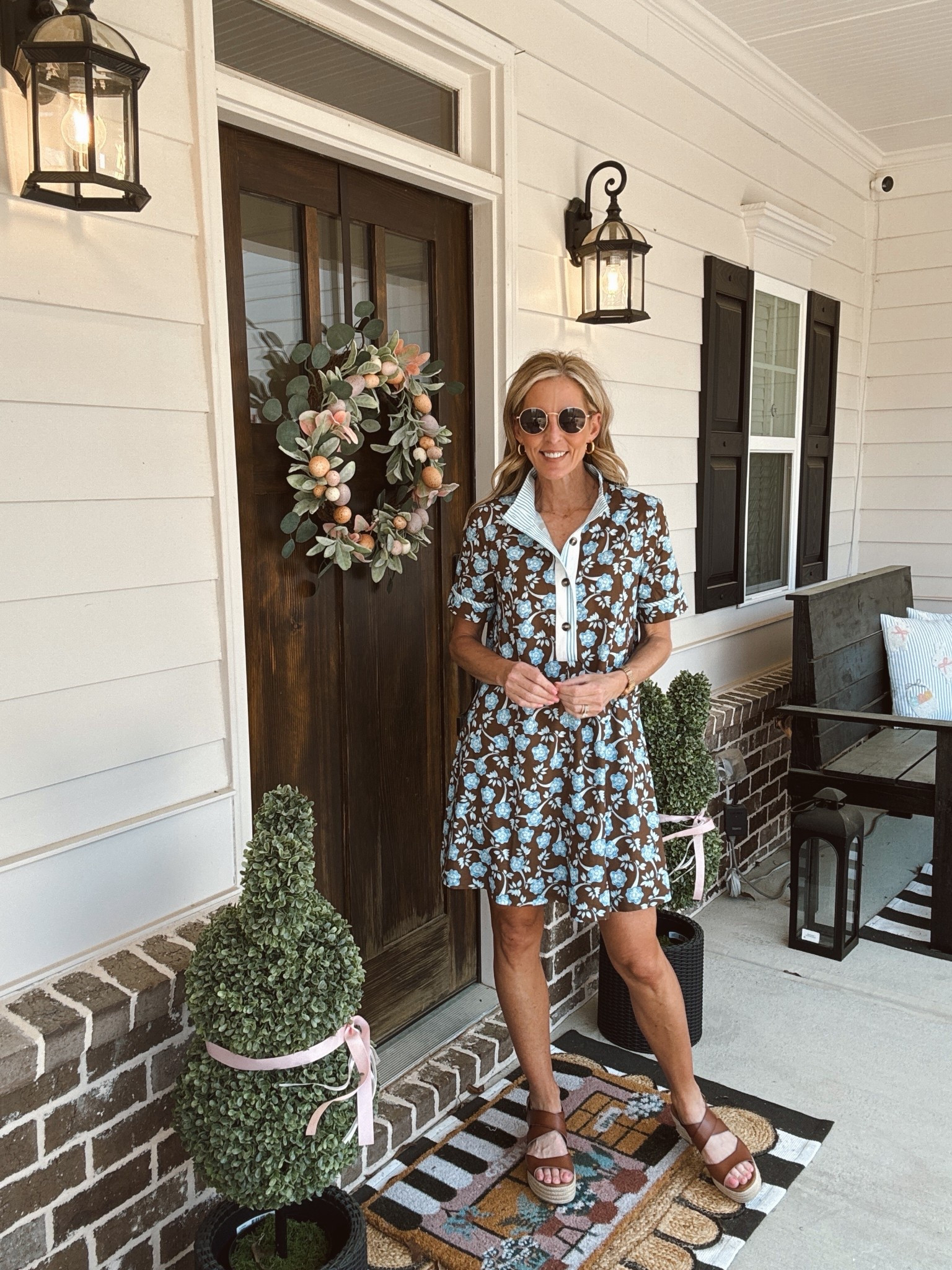 $33 women’s floral mini dress with pockets comes in four color options wearing a size small