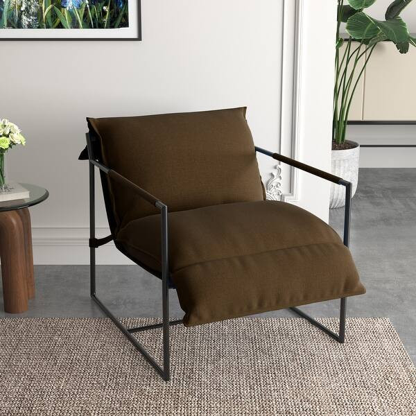 Fabric Armchair Metal Framed Sling Accent Chair - Bed Bath & Beyond - 41533814 | Bed Bath & Beyond