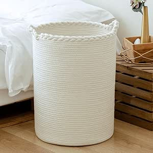 58L Woven Laundry Basket,Cotton Tall Laundry Hamper for Blankets,Clothes,Pillows,Toys,Shoes Large... | Amazon (US)