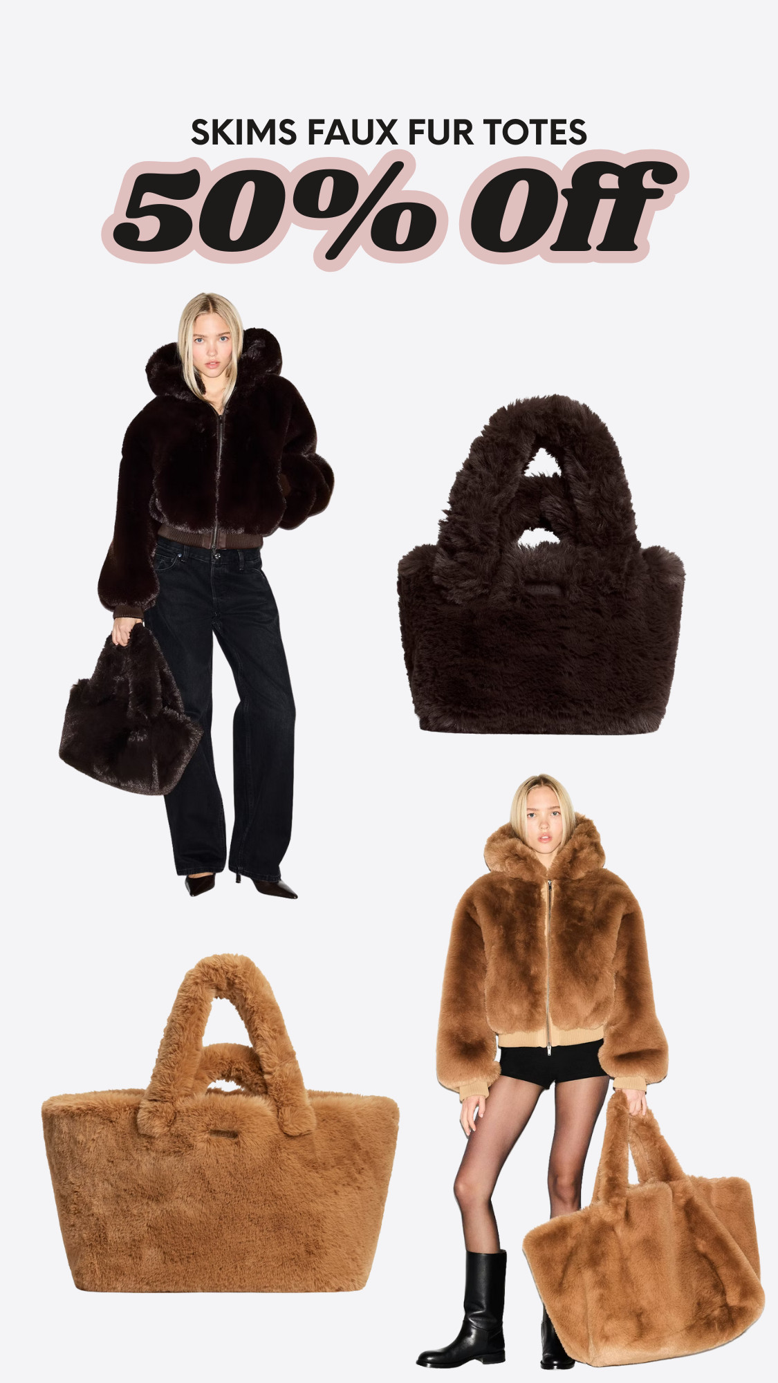 TODAY ONLY: 🚨 50% OFF SKIMS Faux Fur Tote
The softest, coziest bag ever — perfect for winter, gifting, errands, gym runs & airport fits.
Linking the viral colors + sizing details 💕
Run, don’t walk ⏰ #CyberMonday

#Skims #SkimsSale #SkimsBag #FauxFurTote #HolidayGifts #GiftGuide #WinterStyle #LTKHoliday #LTKSaleAlert #LTKFashion #FYP #CozyGirl #Trending 

 #LTKCyberWeek #LTKGiftGuide #LTKHoliday