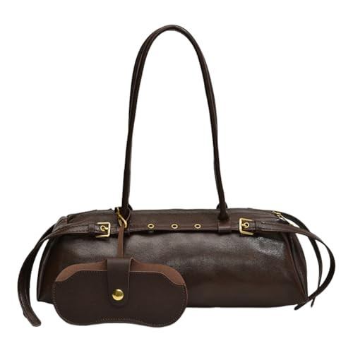 ALINUOYQ Boston Shoulder Bags for Women PU Leather Tote Bag Casual Bowling Bag Purse Retro Underarm Bag | Amazon (US)