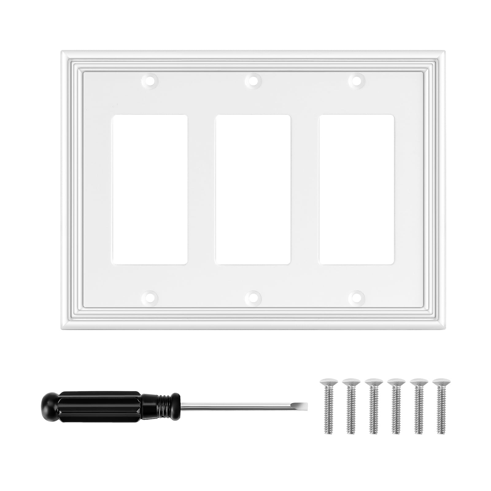 White Modern Decorative Wall Plate Light Switch Cover Decorator Outlet Covers Rocker Switch Plate... | Amazon (US)