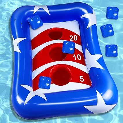 36" Inflatable Pool Cornhole Set Toss Games,American Flag Ring Toss Pool Toys for Kids Adults Out... | Amazon (US)