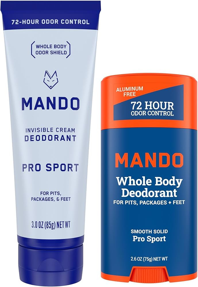 Mando Whole Body Deodorant - Invisible Cream and Solid Formulas - 72 Hour Odor Control - Aluminum... | Amazon (US)