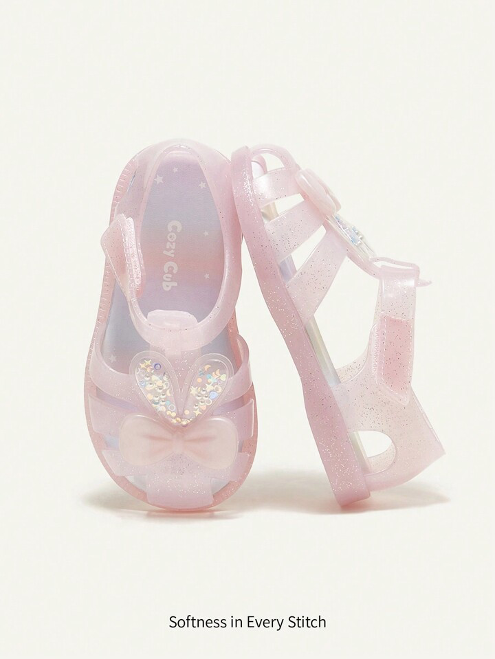 Cozy Cub Fashionable Cute Princess Style Bow Knot & Crystal Decor Flat Sandals For Baby Girls | SHEIN