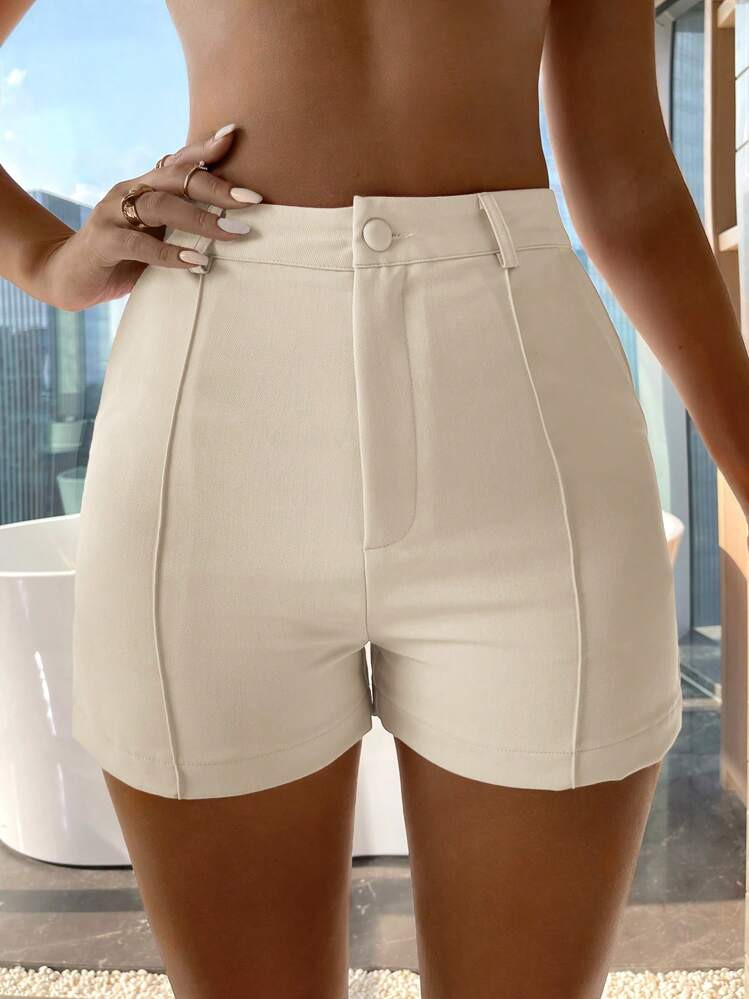 RueChic High Waist Zipper Fly Shorts | SHEIN