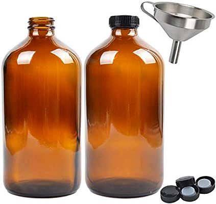Youngever 2 Pack Amber Glass Growlers 32 Ounce with Tight Seal Lids, Perfect for Secondary Fermen... | Amazon (US)