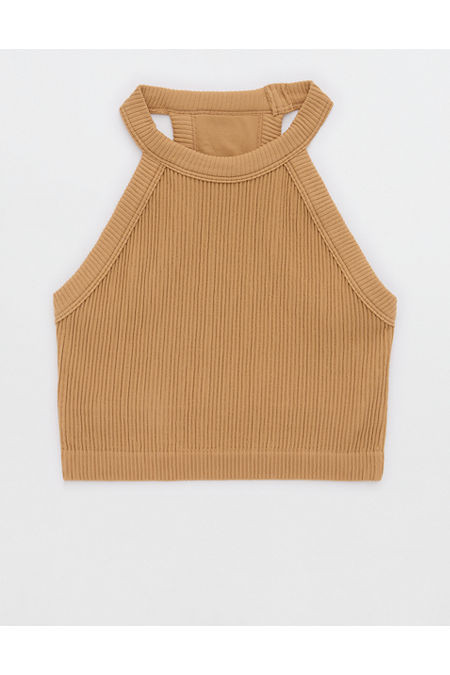 Superchill Seamless High Neck Bra Top Women's Beach Dune S | Aerie