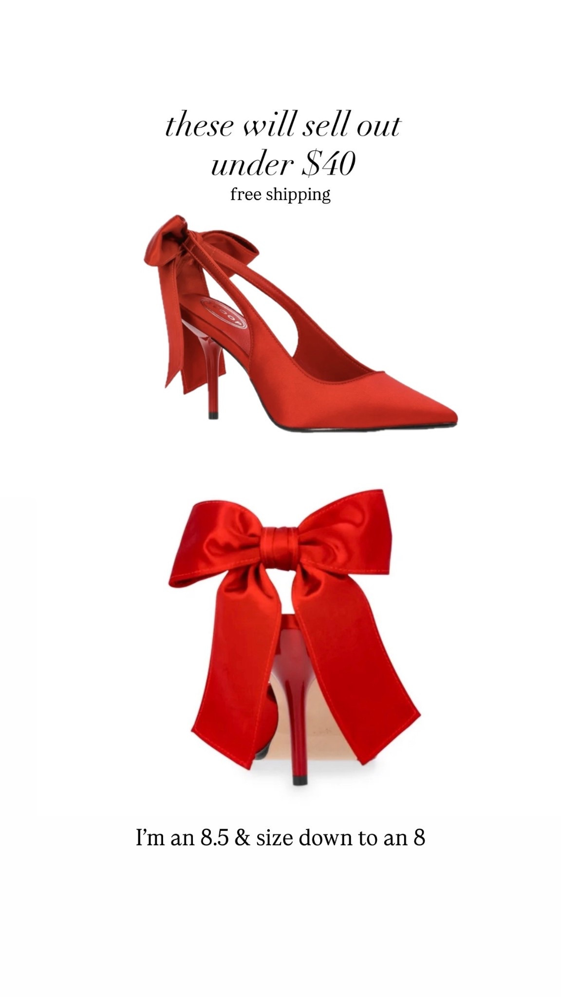 Walmart Scoop Women's Satin Slingback Heels with Bow Red 

#LTKHoliday #LTKFindsUnder50 #LTKShoeCrush