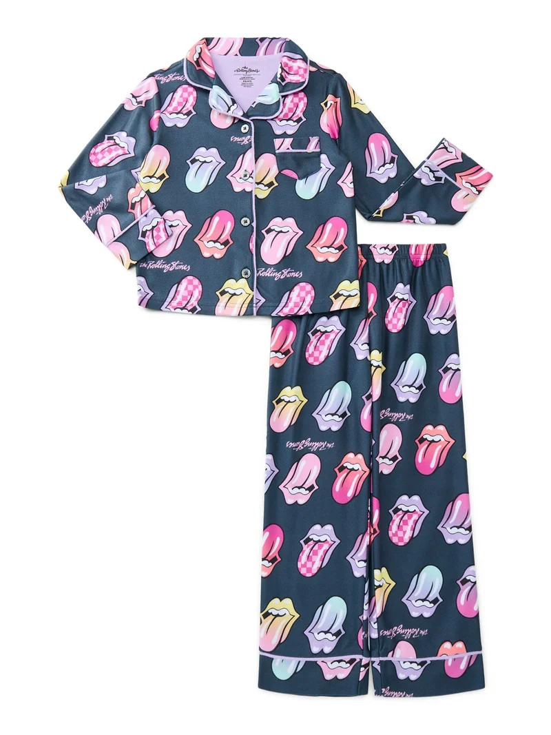 The Rolling Stones Girls Coat and Pants Pajama Set, 2-Piece, Sizes 4-12 | Walmart (US)