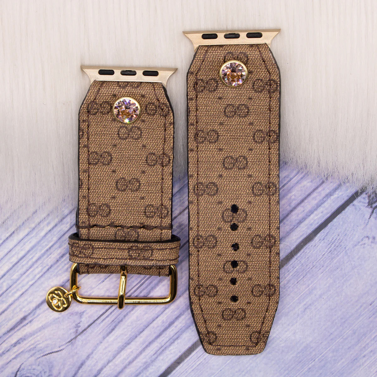 Upcycled Brown Micro GG with Highlighted Slate Watchband | Sparkl