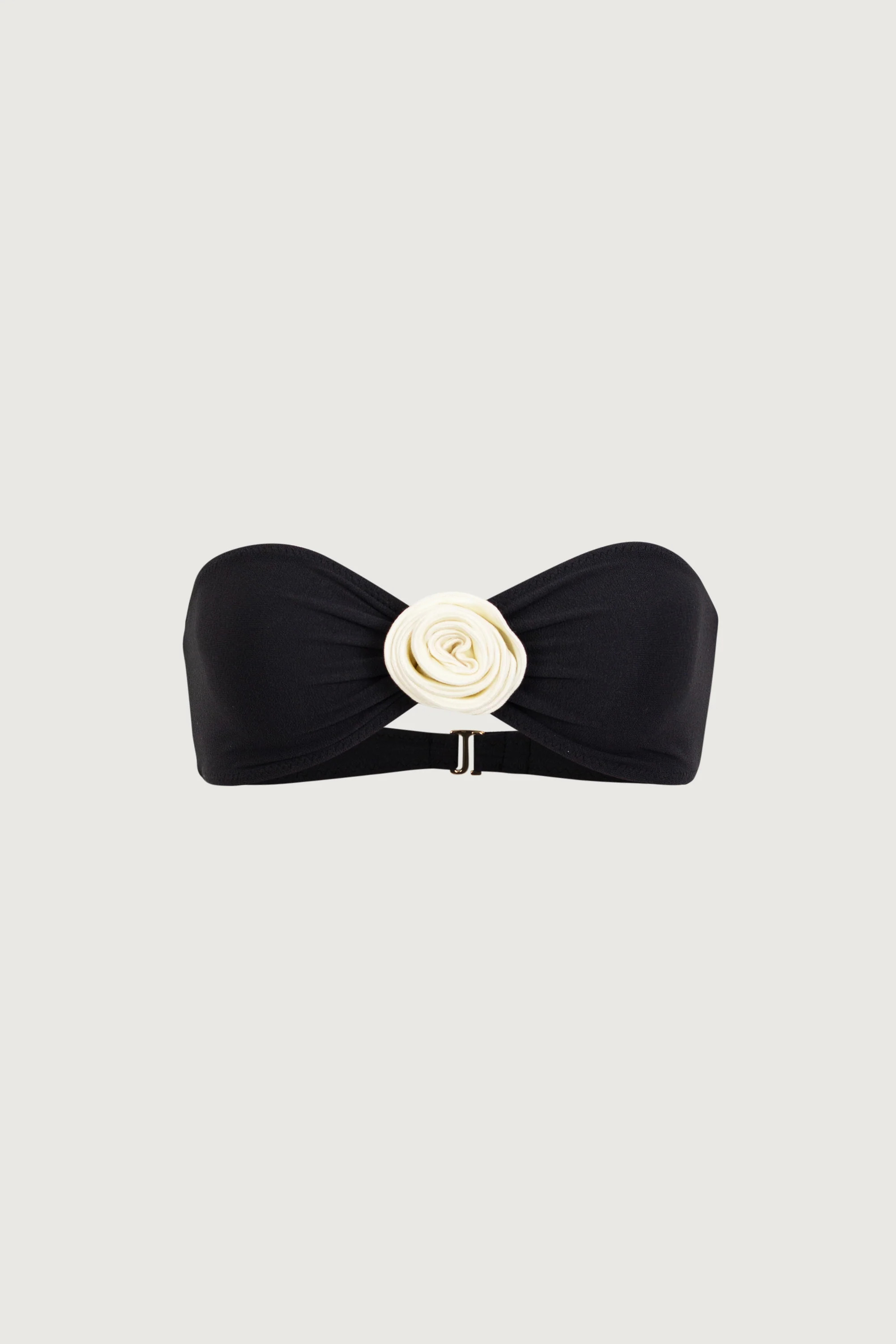 Rosette Bandeau Top (Faux Suede Black/Cream) | SAME
