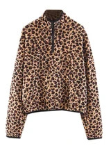 'Bristol' Leopard Print Half-Zip Fleece Pullover | Goodnight Macaroon