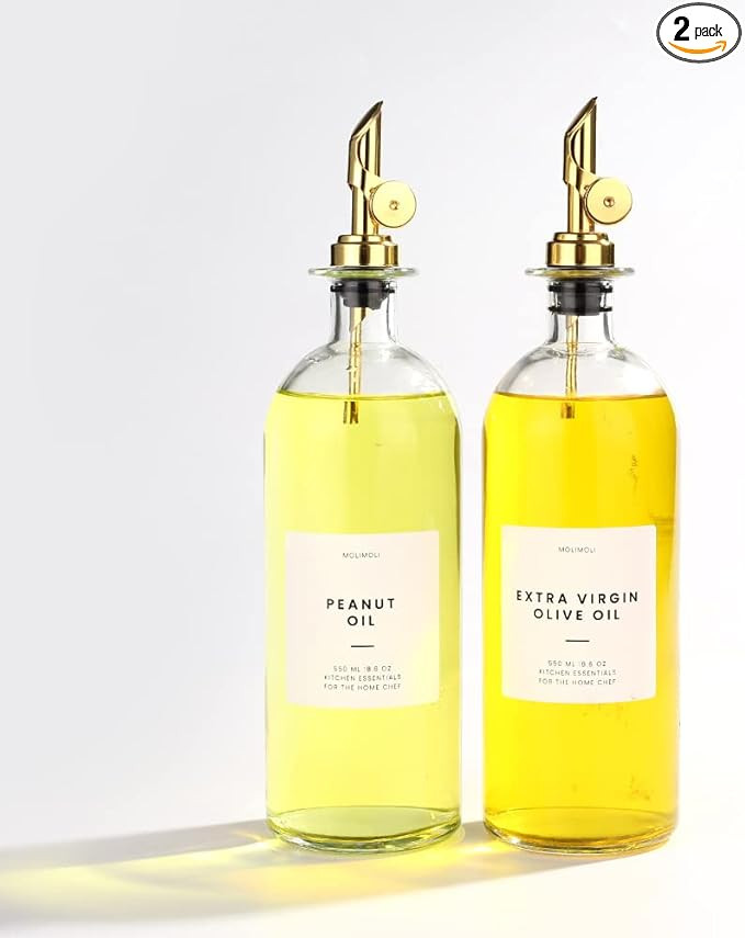 Molimoli Oil and Vinegar Dispenser with Metal Pour Spout, Weighted Pourer, Glass Bottle Dispenser... | Amazon (US)