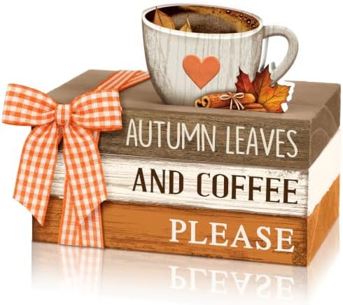 4 Pcs Fall Tiered Tray Decor Rustic Decorative Mini Wooden Faux Book Stack Autumn Maple Leaf Coff... | Amazon (US)