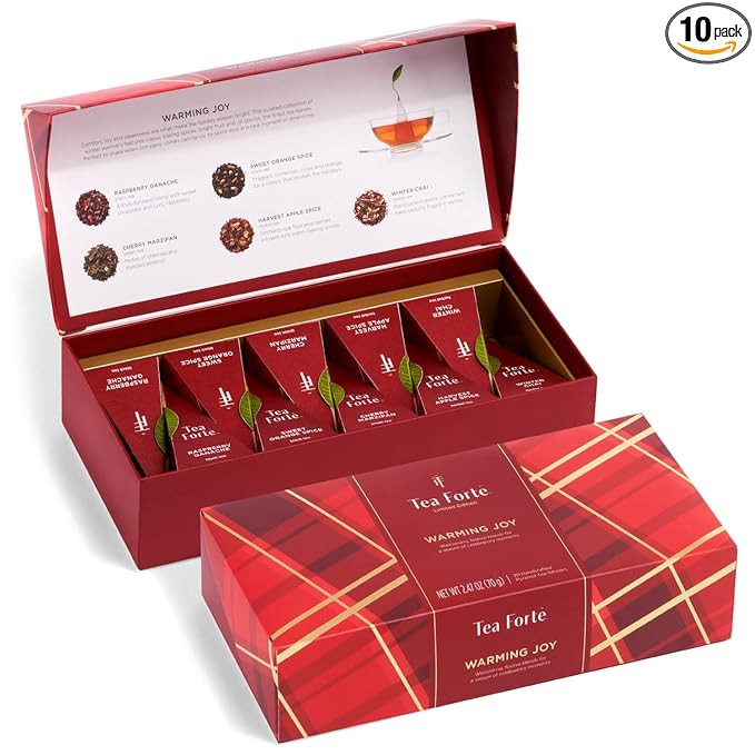 Tea Forte Warming Joy Gift Set, Holiday Spice Tea Sampler with 10 Pyramid Tea Infusers in Petite ... | Amazon (US)
