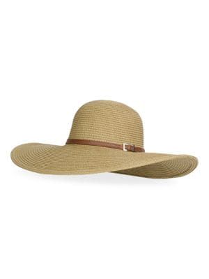 Jemima Leather Straw Floppy Hat | Saks Fifth Avenue