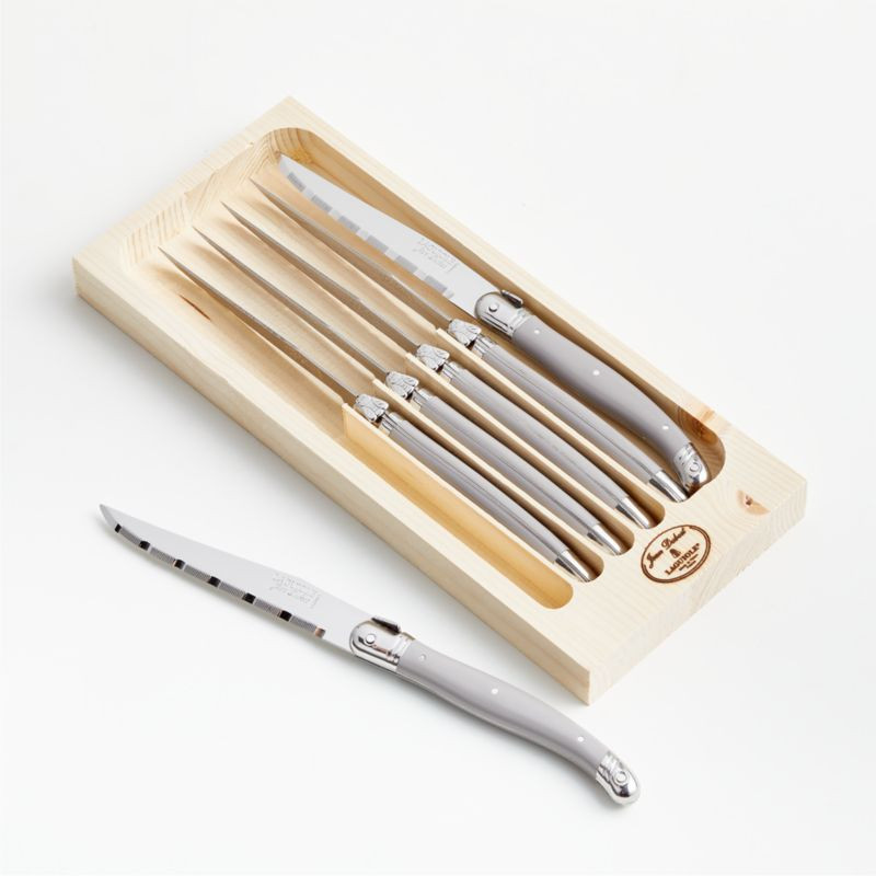 Jean Dubost Laguiole Grey Steak Knives, Set of 6 + Reviews | Crate & Barrel | Crate & Barrel