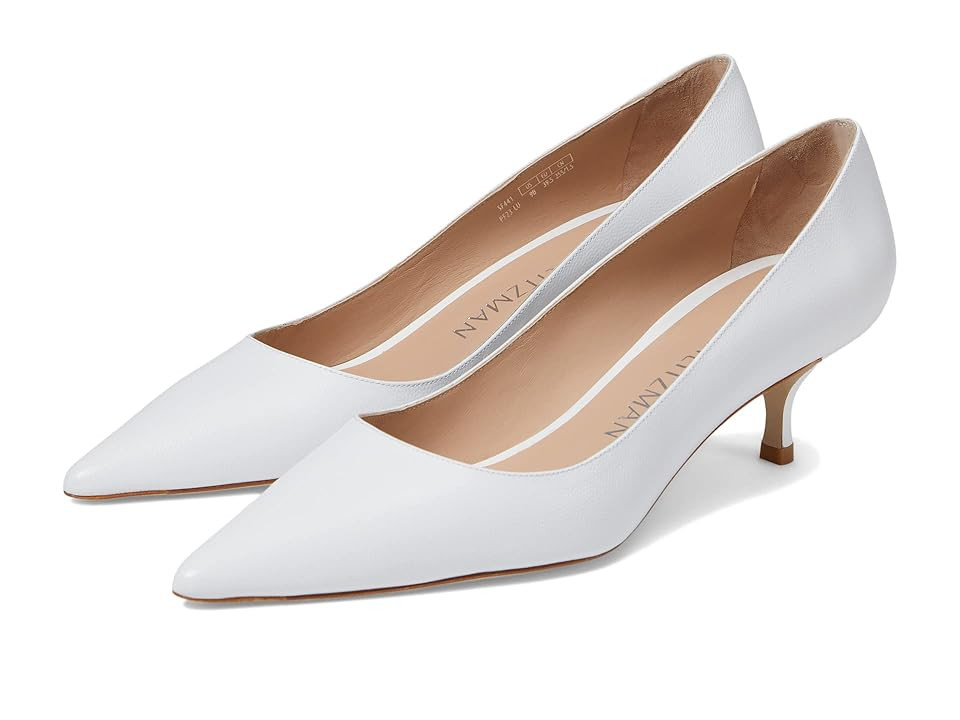 Stuart Weitzman Stuart Kitten Pump (White) Women's Shoes | Zappos