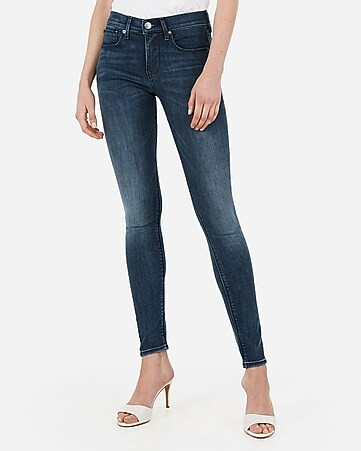 mid rise denim perfect medium wash leggings | Express