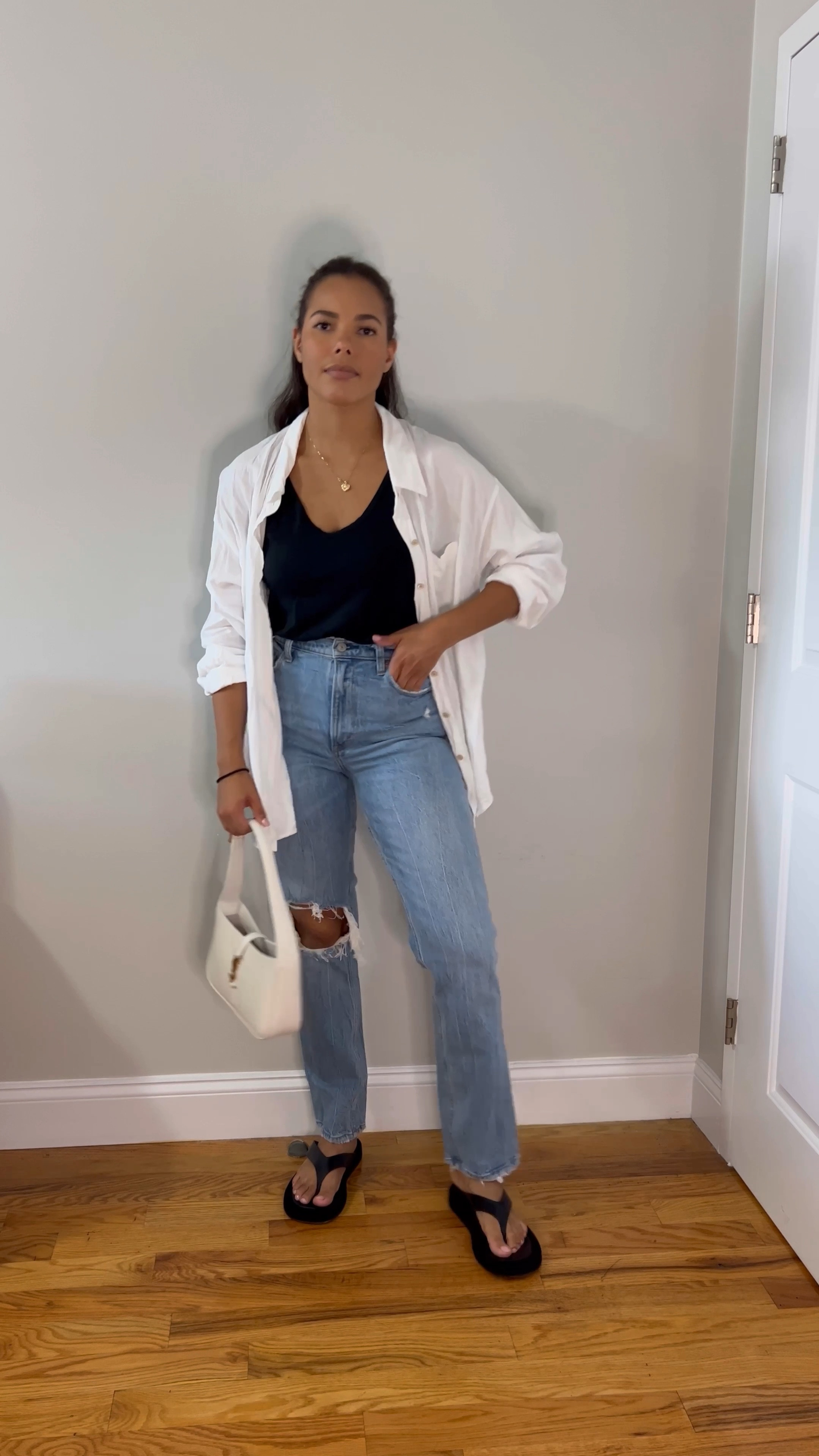 Loose tank top, black tank top, white linen shirt, button down shirt, oversized shirt, light wash jeans, straight leg jeans, distressed jeans, curve love jeans, ysl hobo bag, white shoulder bag, fall outfits, fall fashion, fall style, fall trends, casual fall style, casual fall fashion, neutral fall style, neutral fall outfits, neutral outfits, neutral style, classic style, style guide, effortless style, minimalist style, fall layering, transitional outfits, summer to fall transitional outfit

#LTKSale #LTKSeasonal #LTKstyletip