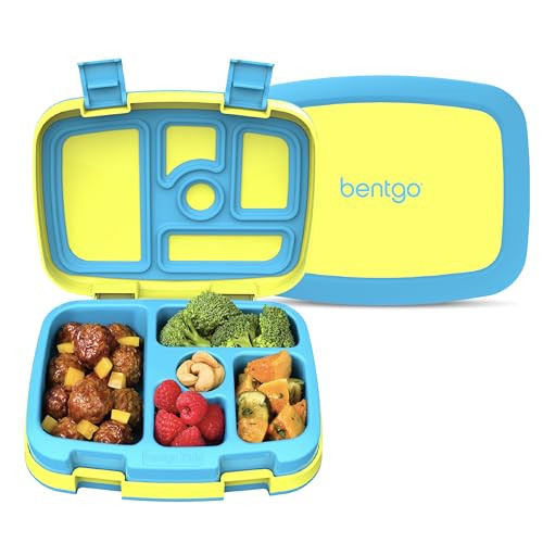 Bentgo Kids Bento-Style 5-Compartment Leak-Proof Lunch Box - Just-Right Portions for Ages 3 to 7, Durable, Drop-Proof, Dishwasher Safe, PFAS & BPA-Free & Made with Food-Safe Materials (Citrus Yellow) | Amazon (US)