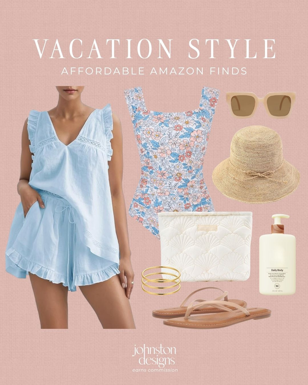Vacation style with the prettiest Amazon finds 🌸 Soft blue, florals, straw textures + beach day essentials for packing, pool days or resort looks.

Amazon style, vacation style, amazon finds, affordable amazon finds, resort wear, beach outfit, swimsuit coverup, floral swimsuit, straw hat, quilted pouch, flip flops, summer accessories, pool day outfit, tropical vacation, packing finds
 

 #LTKootd #LTKSwim #LTKTravel