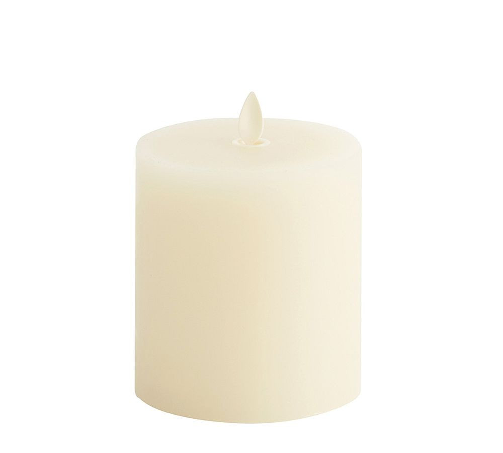 Premium Flickering Flameless Wax Pillar Candle, 3""x3.5"" - Ivory | Pottery Barn (US)