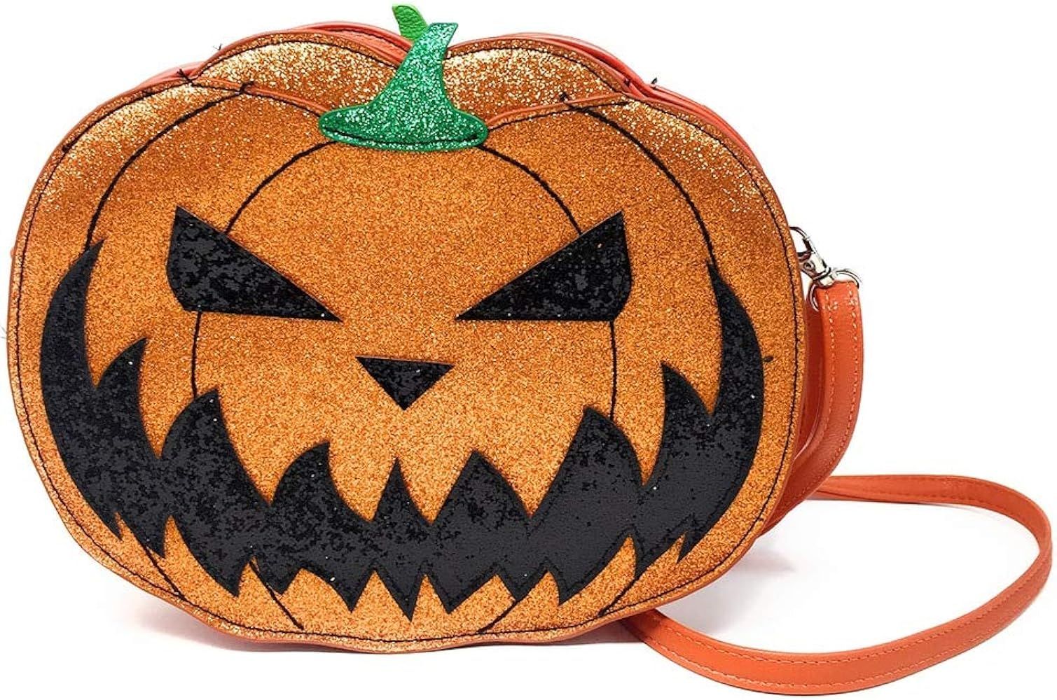 Comeco Halloween Pumpkin Jack O Lantern Glitter Crossbody Bag (Double Sided Jack O Lantern) | Amazon (US)