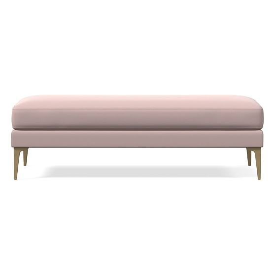 Andes Bench, Poly, Astor Velvet, Mauve, Blackened Brass | West Elm (US)