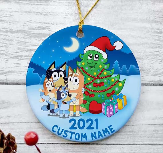 Personalized Christmas Tree Bluey Ornaments, Matching Christmas Ornament, Christmas Tree Bluey Or... | Etsy (US)