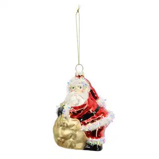 Santa with Gold Bag Glass Ornament by Ashland® | Michaels | Michaels Stores