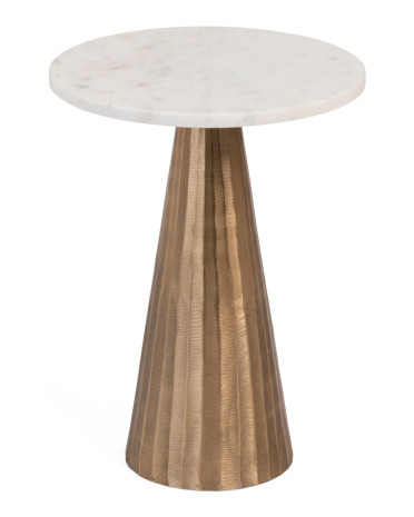 20in Marble Top Chiseled Base Accent Table | TJ Maxx