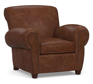 Manhattan Leather Armchair with Nailheads | Pottery Barn (US)
