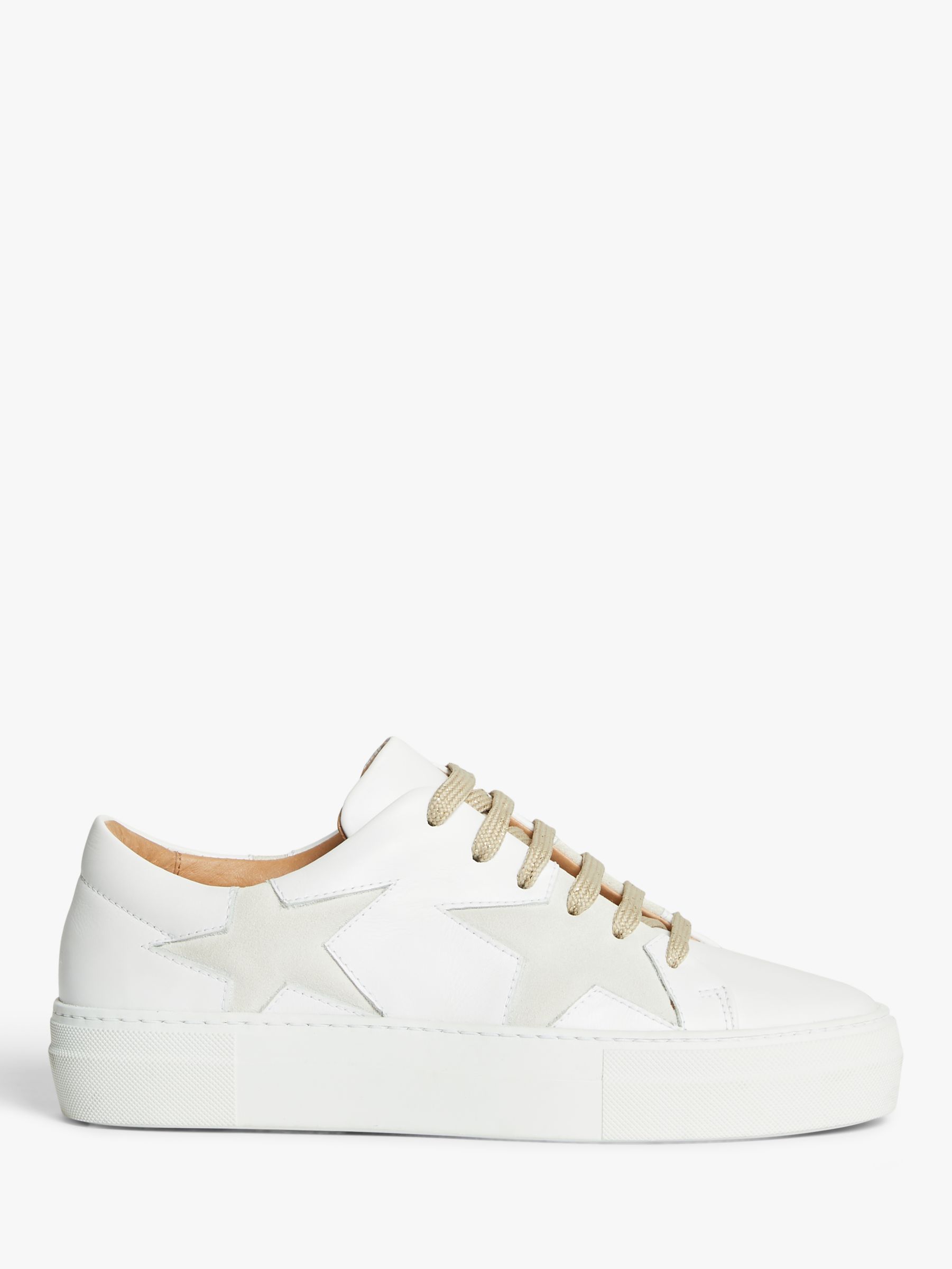 AND/OR Eddie Star Leather Trainers, White/Gold | John Lewis (UK)