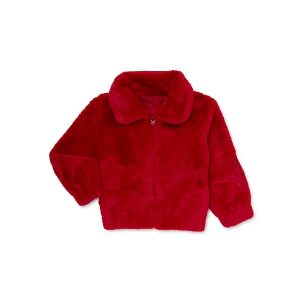 365 Kids from Garanimals Girls Faux Fur Jacket, Sizes 4-10 - Walmart.com | Walmart (US)